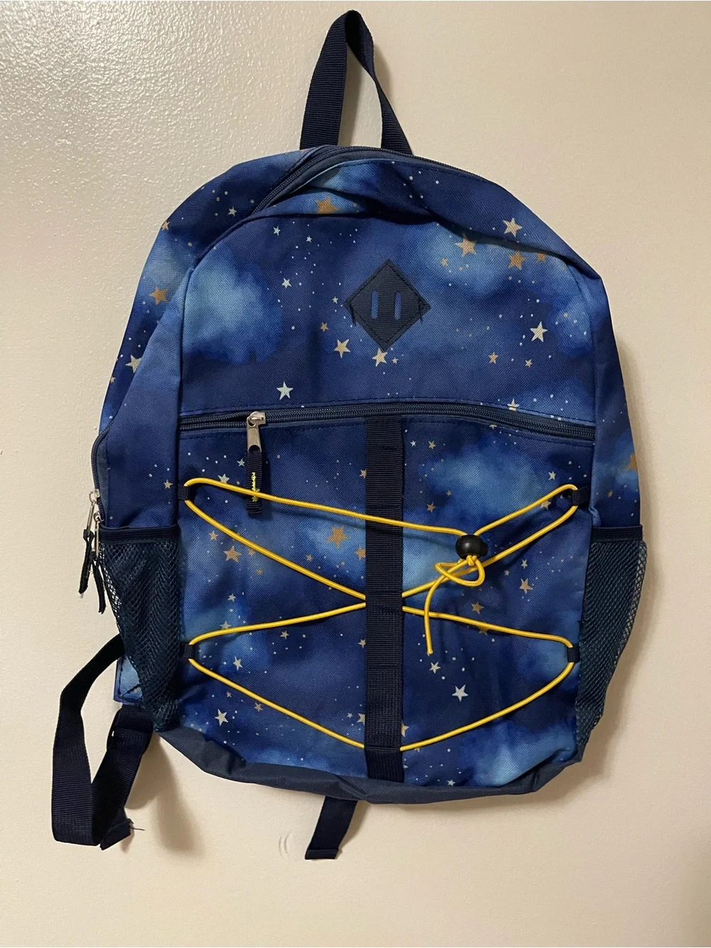Navy Starry Sky Men's Backpack with Yellow Bungee